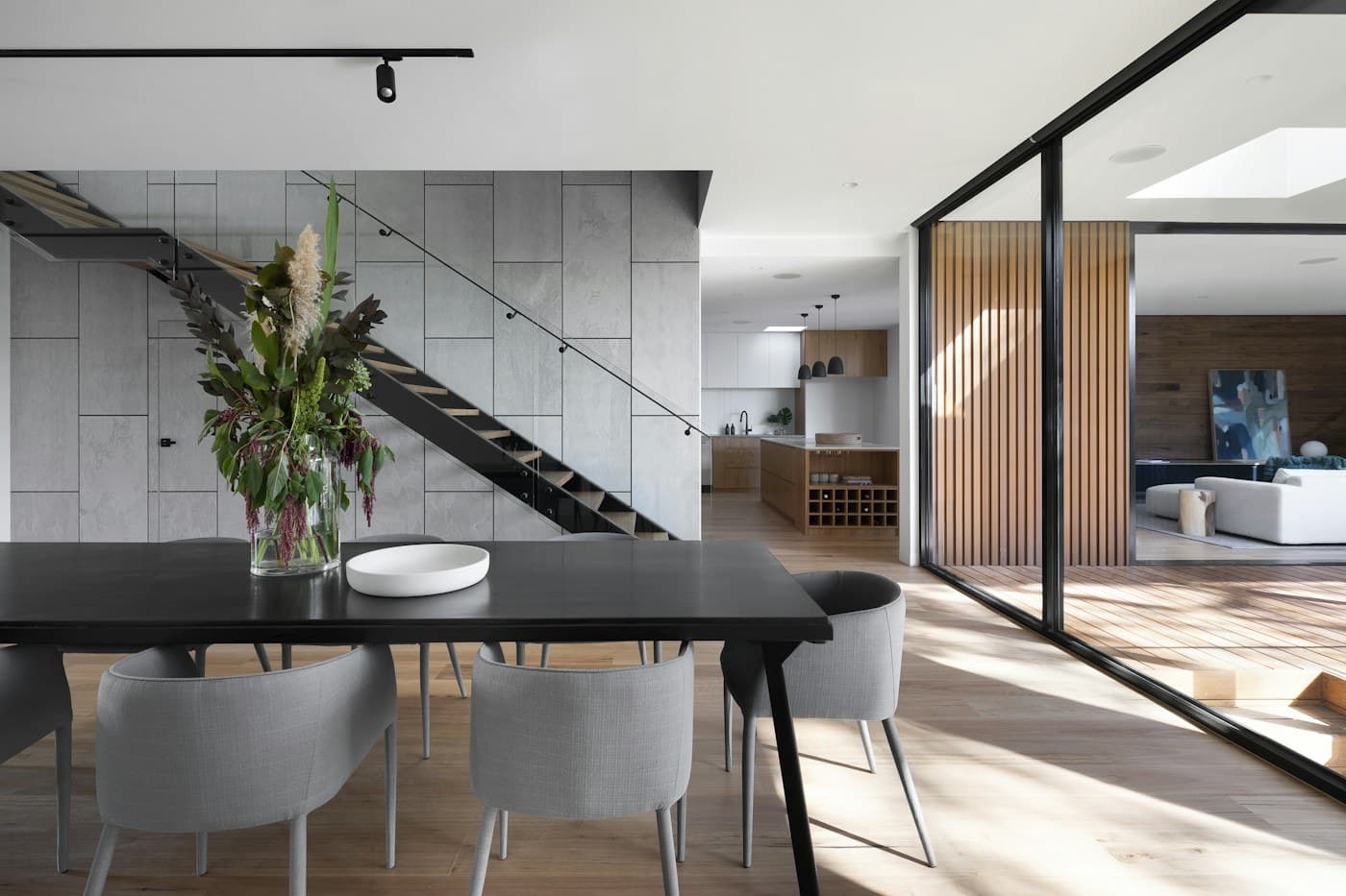 Natural-toned interior with sculptural furnishings and quiet detailing